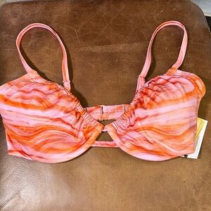 Shade & Shore Swirl Bikini Top in Pink and Orange